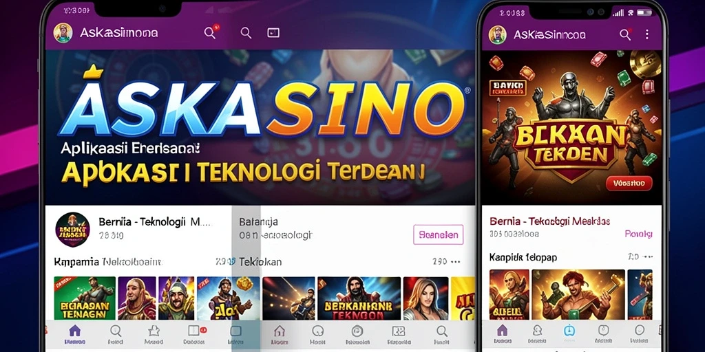 Antarmuka modern aplikasi ASKASINO menampilkan beragam berita teknologi.
