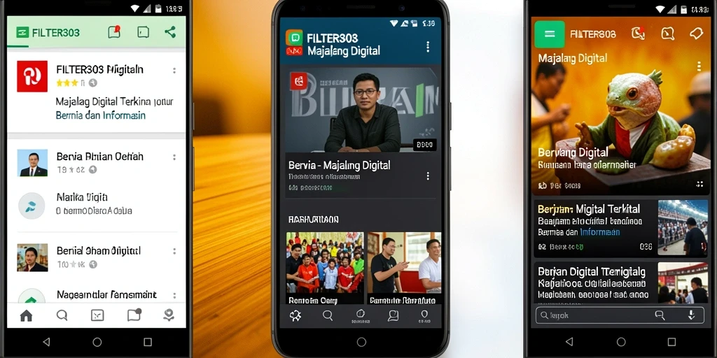 Antarmuka aplikasi FILTER303 yang modern dan menarik.