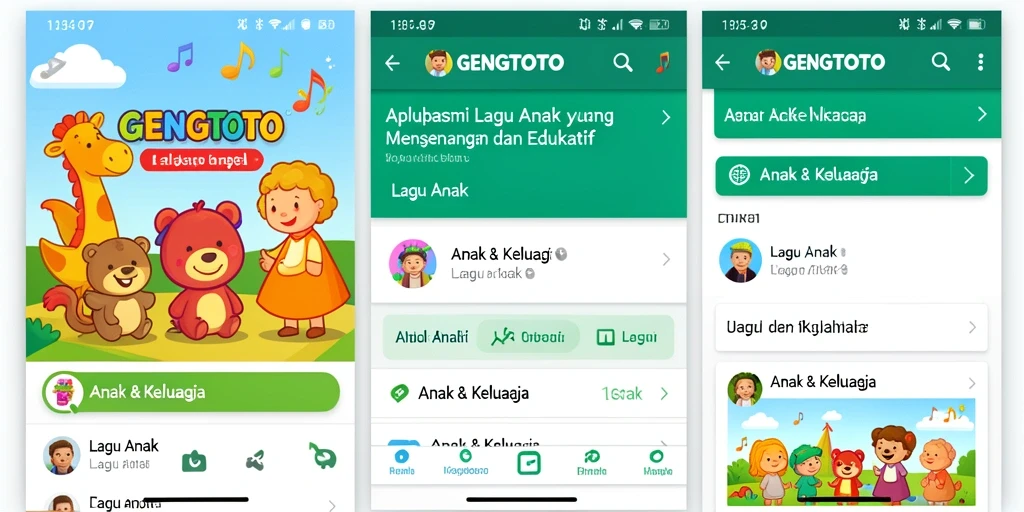 Antarmuka GENGTOTO yang ceria dan interaktif untuk Lagu Anak.