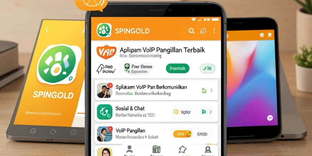 Antarmuka aplikasi SPINGOLD untuk panggilan VoIP yang sederhana dan mudah digunakan.