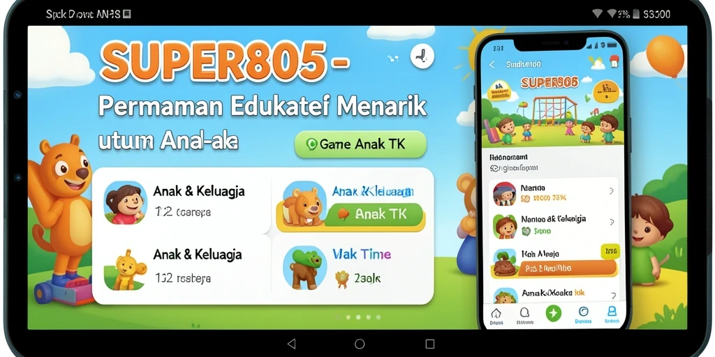 Antarmuka menarik dengan permainan edukatif untuk anak-anak.